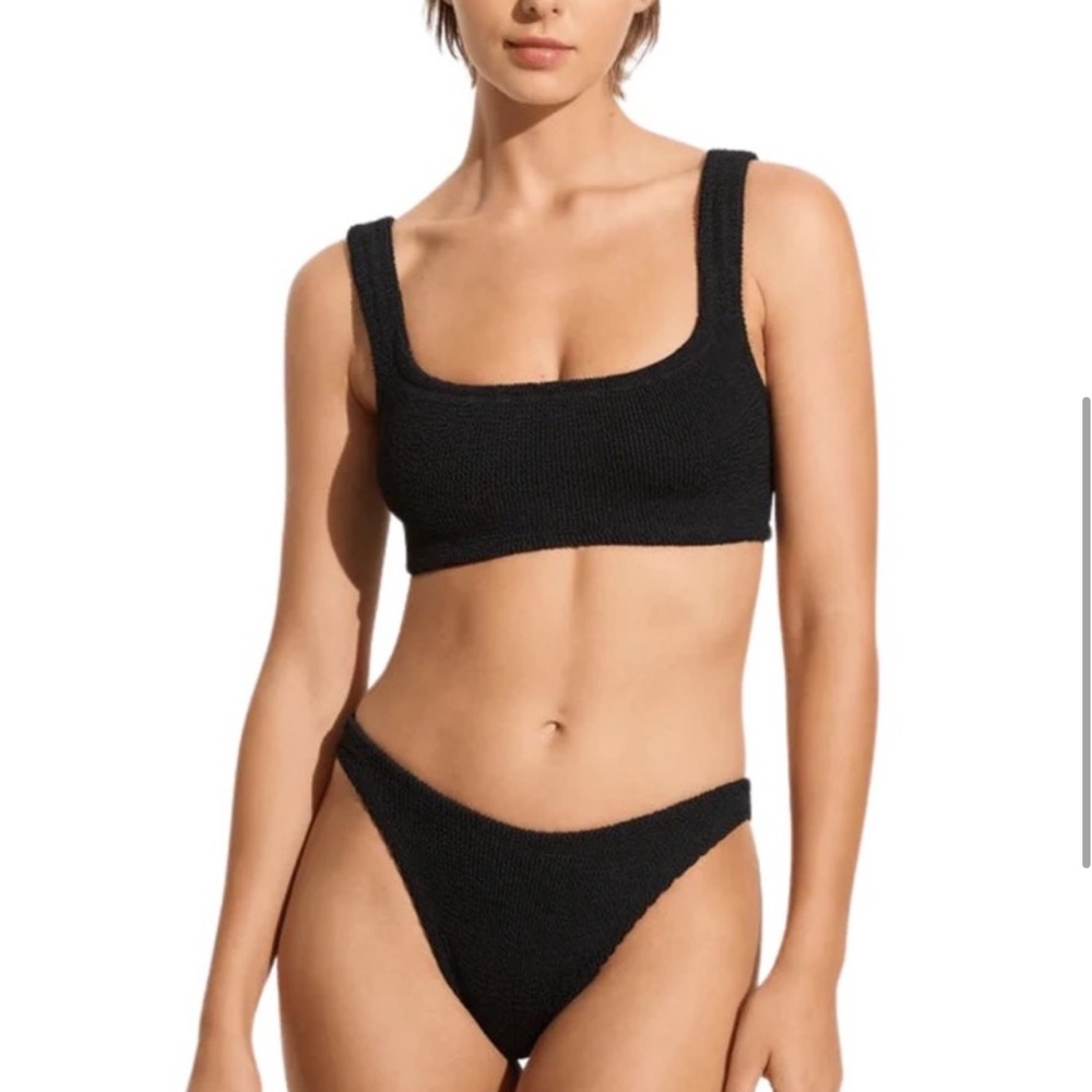 Hunza G Xandra Square Neck Black Bikini Set Classic Stetchy Timeless Noir - Picture 5 of 7